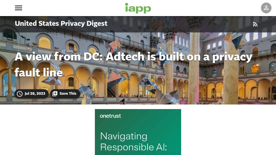 Screenshot of iapp.org: Adtech is built on a privacy fault line