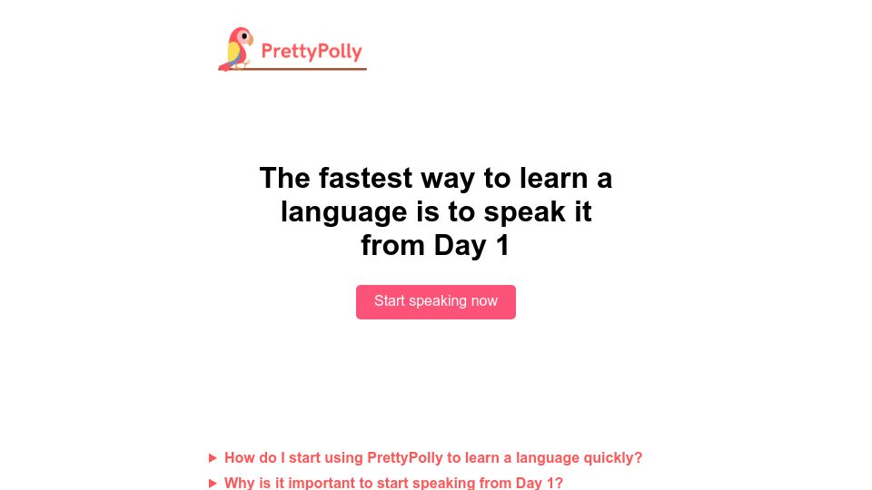 Screenshot of prettypolly.app: Show HN: Learn a language quickly by practising speaking with AI