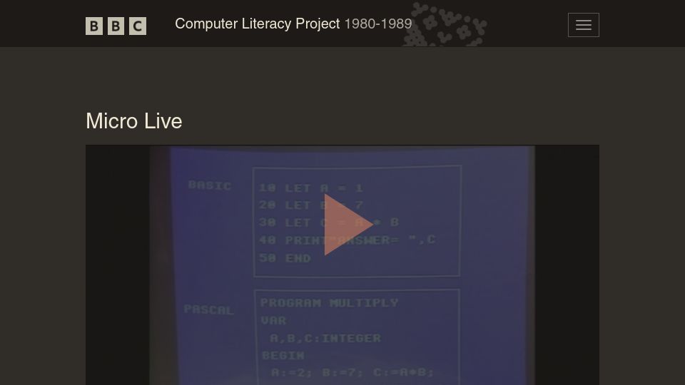 Screenshot of clp.bbcrewind.co.uk: Programming Language choices: Pascal, LOGO, Forth, Prolog, C (1986) [video]