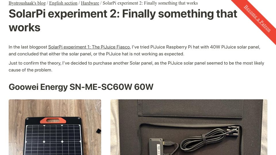 Screenshot of blog.rfox.eu: SolarPi experiment 2: Finally something that works