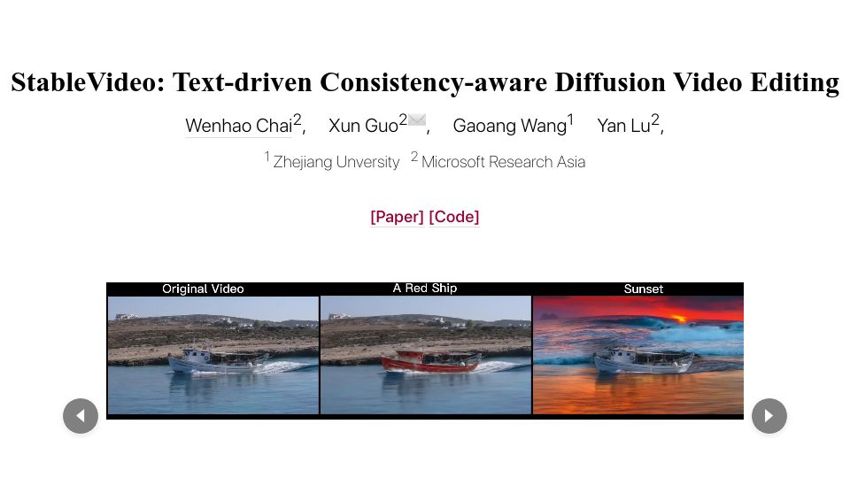 Screenshot of rese1f.github.io: Stablevideo: Text-driven consistency-aware diffusion video editing