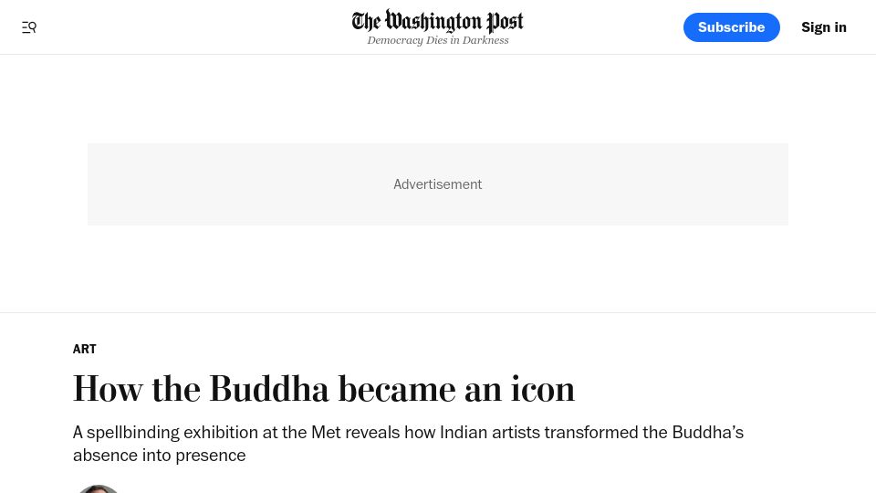 Screenshot of washingtonpost.com: How Indian artists transformed the Buddha’s absence into presence