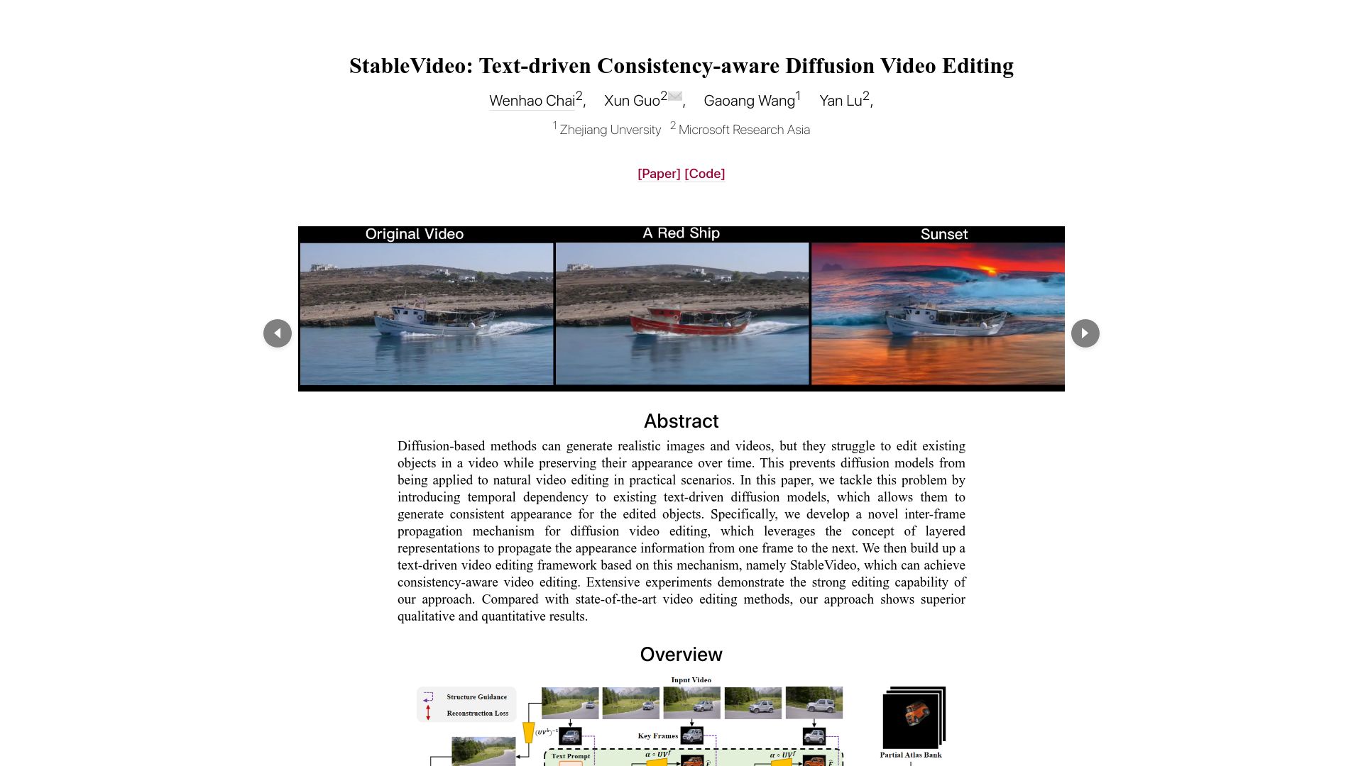 Screenshot of rese1f.github.io: Stablevideo: Text-driven consistency-aware diffusion video editing