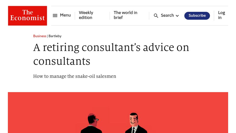 Screenshot of economist.com: A retiring consultant’s advice on consultants