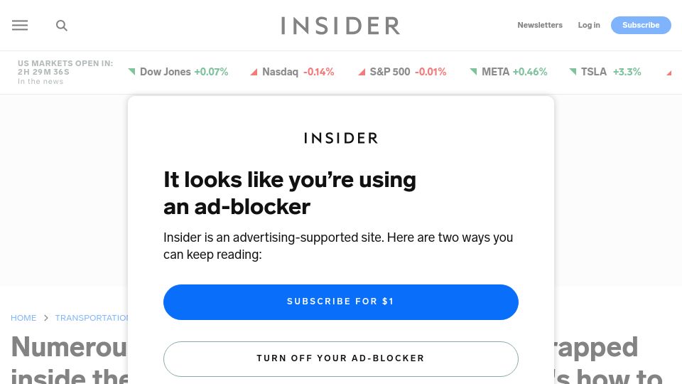 Screenshot of businessinsider.com: Tesla owners say they've been trapped inside their EVs after they lost power