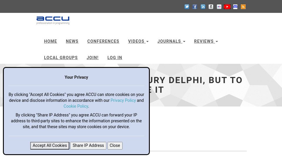 Screenshot of accu.org: I come here not to bury Delphi, but to praise it (2019)