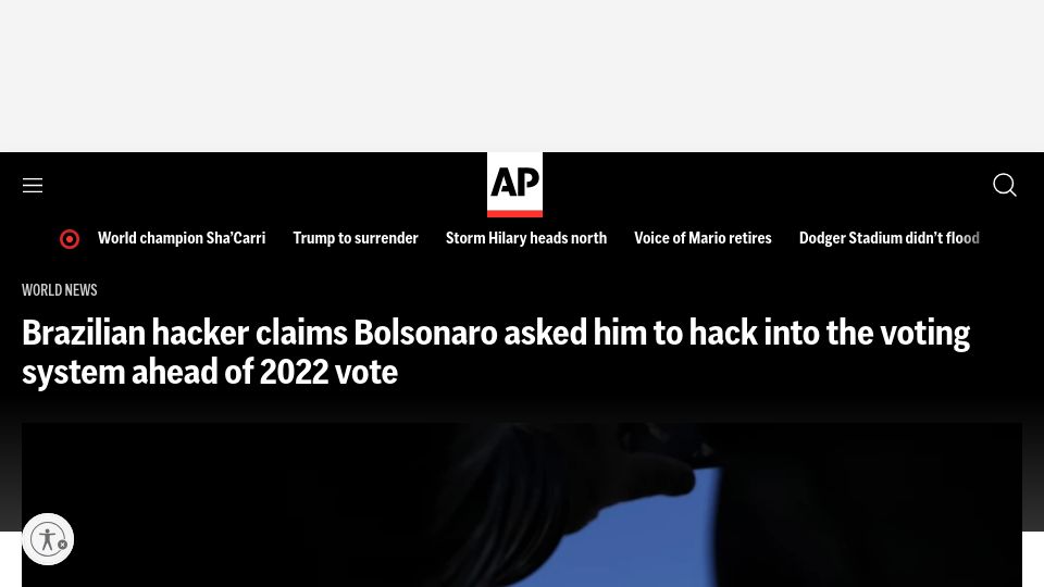 Screenshot of apnews.com: Brazilian hacker claims Bolsonaro asked him to hack into the 2022 voting system