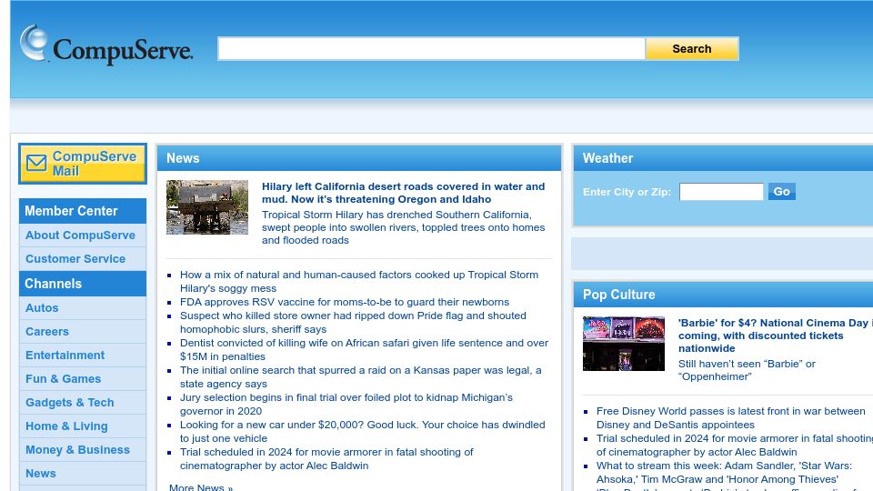 Screenshot of compuserve.com: Compuserve