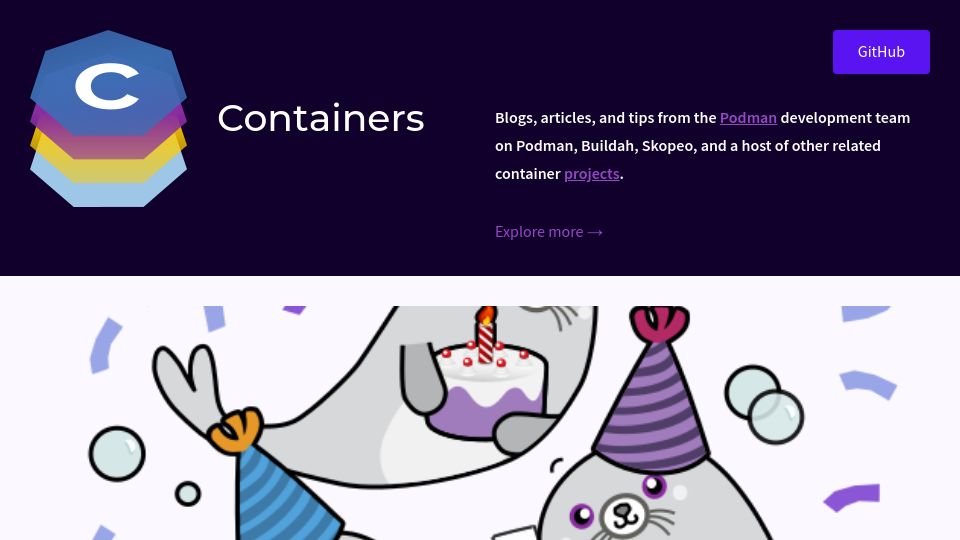 Screenshot of blog.podman.io: Podman Desktop celebrates 500k downloads