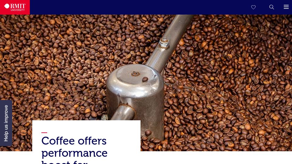 Screenshot of rmit.edu.au: Coffee grounds make concrete 30% stronger