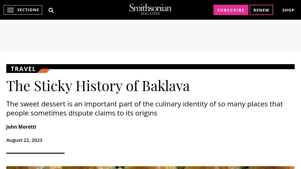 Screenshot of smithsonianmag.com: The sticky history of baklava