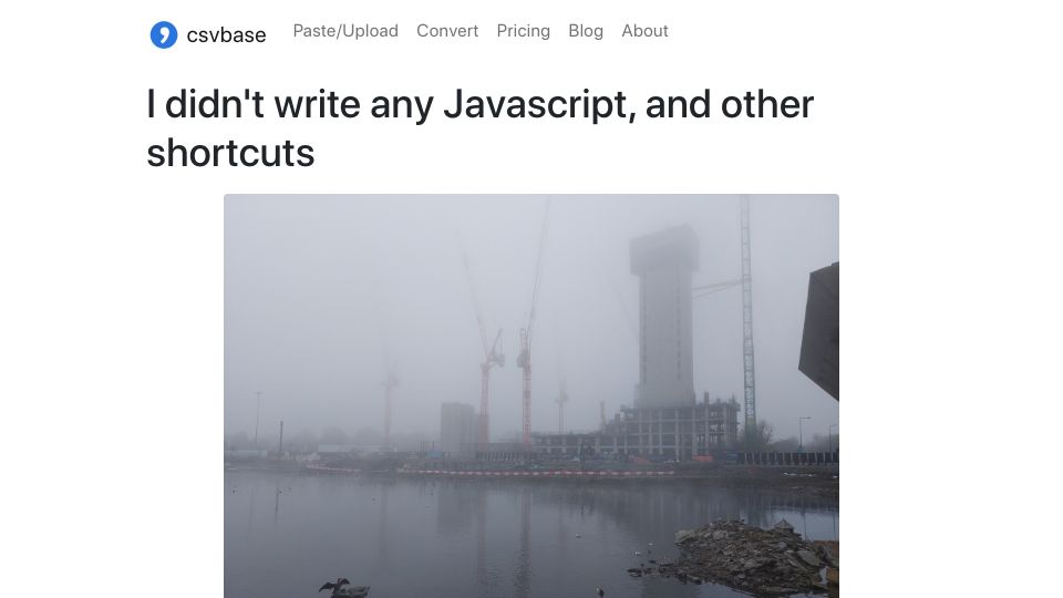 Screenshot of csvbase.com: I didn't write any JavaScript, and other shortcuts