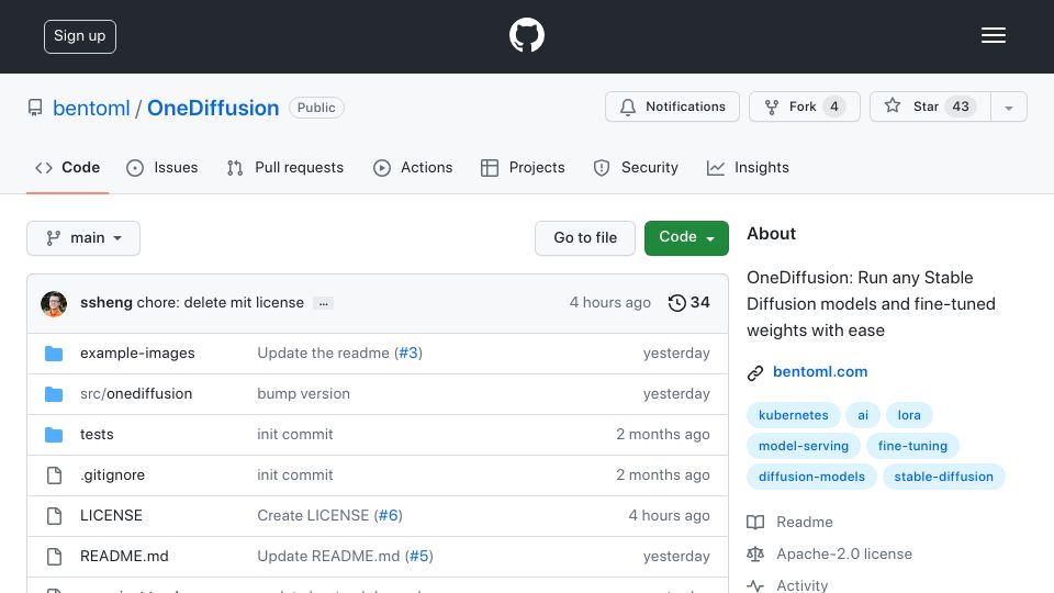 Screenshot of github.com: OneDiffusion