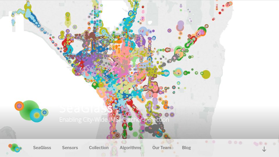 Screenshot of seaglass.cs.washington.edu: SeaGlass: City-Wide IMSI-Catcher Detection (2017)