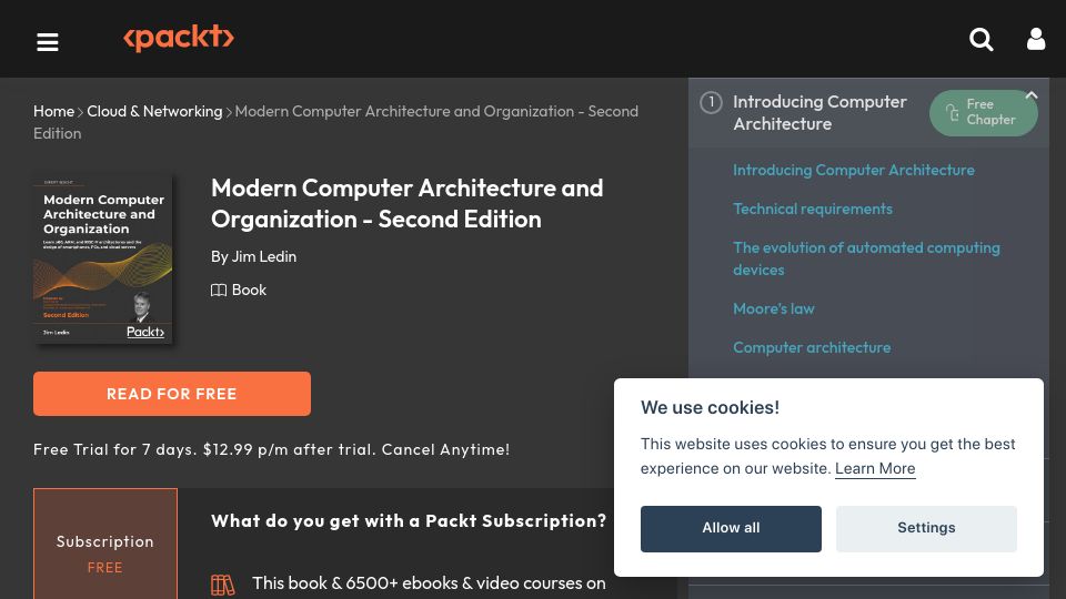 Screenshot of packtpub.com: Modern Computer Architecture and Organization - Second Edition (2022)