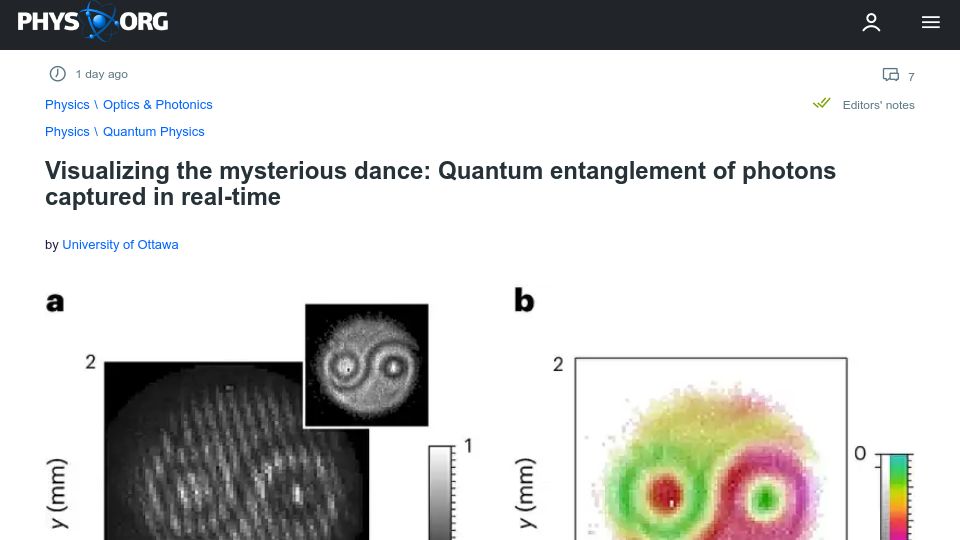 Screenshot of phys.org: Image constructed using quantum entanglement of photons