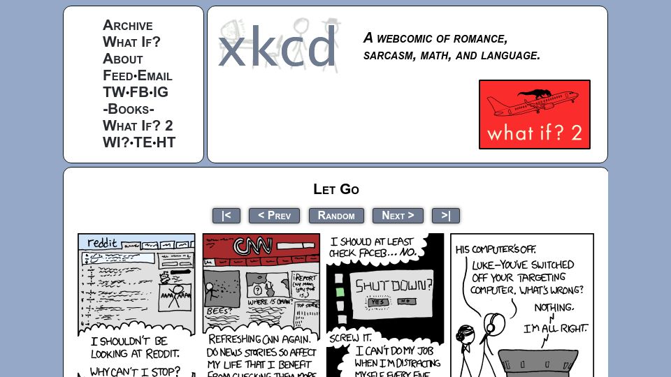 Screenshot of xkcd.com: Let Go