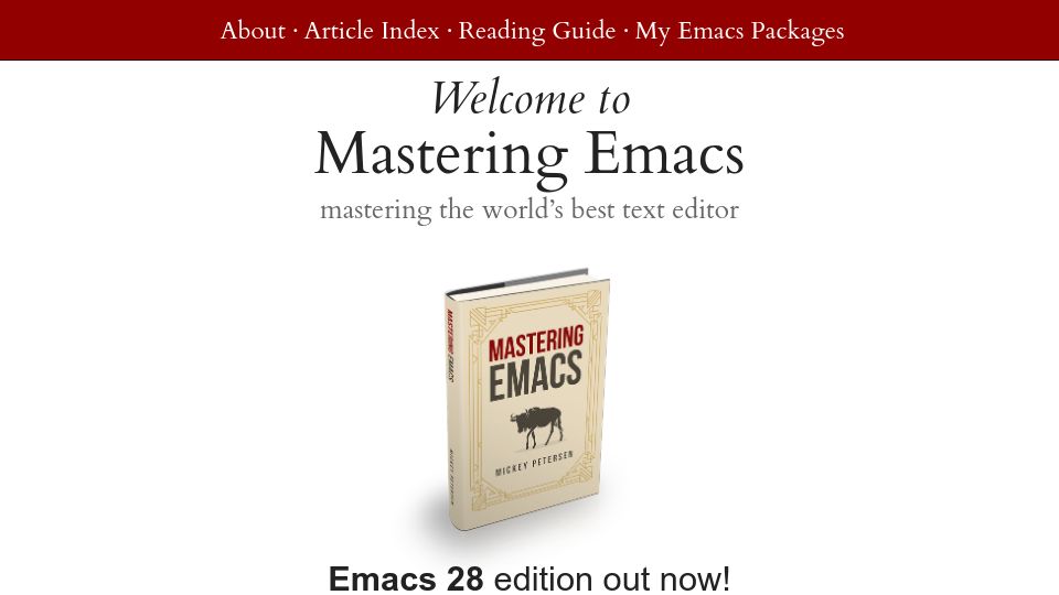 Screenshot of masteringemacs.org: Mastering Emacs