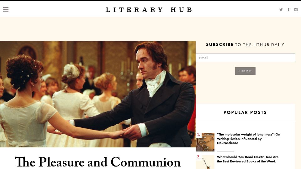 Screenshot of lithub.com: The Pleasure and Communion of Jane Austen’s Country Dance