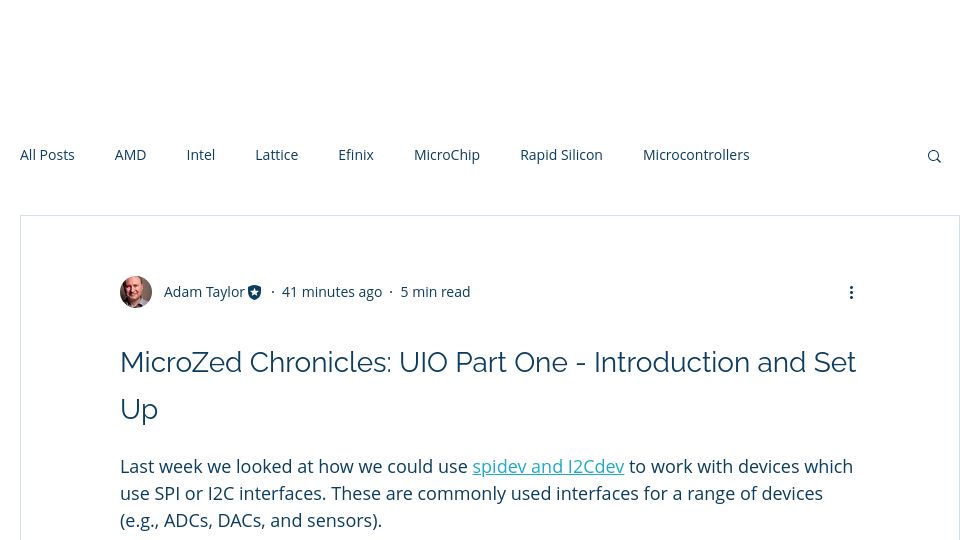 Screenshot of adiuvoengineering.com: Embedded Linux UIO and AMD FPGA