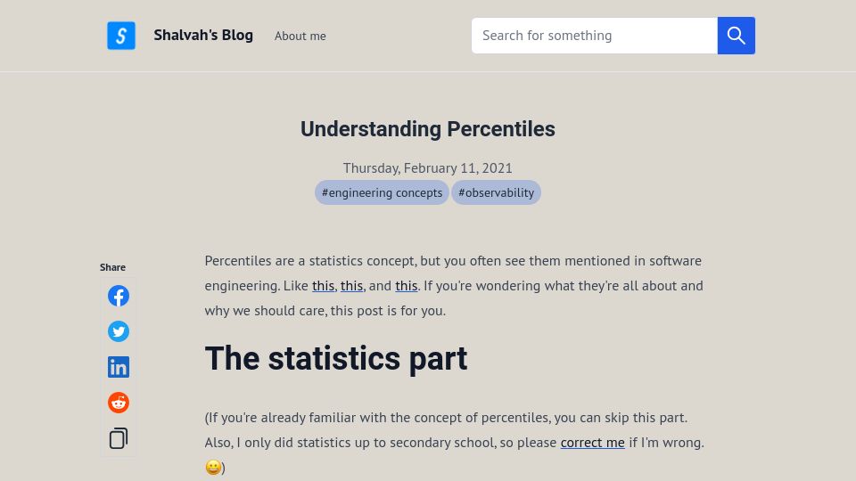 Screenshot of blog.shalvah.me: Understanding Percentiles (2021)
