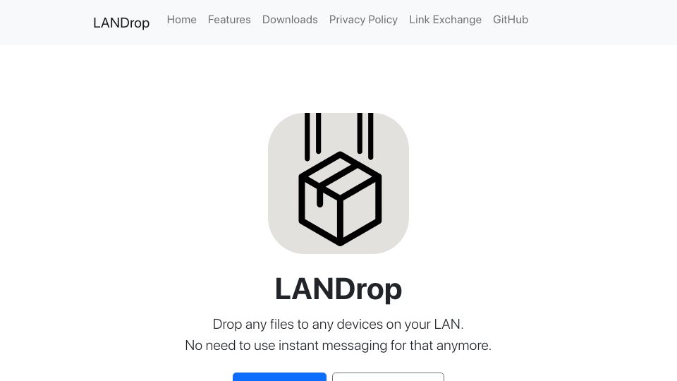 Screenshot of landrop.app: LANDrop – Drop any files to any devices on your LAN