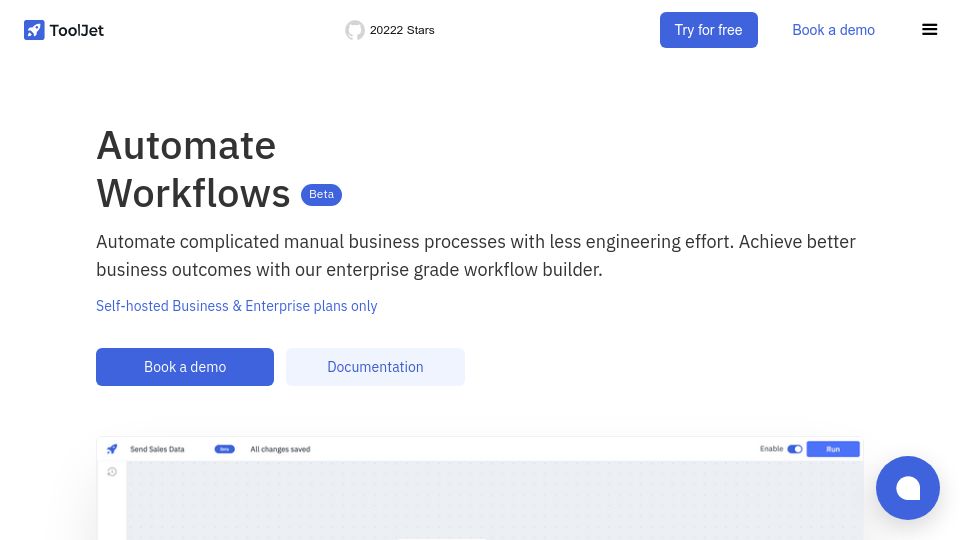 Screenshot of tooljet.com: Show HN: Automate complicated manual business processes