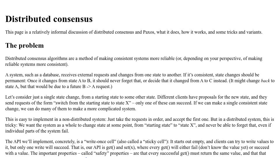 Screenshot of shachaf.net: Distributed Consensus