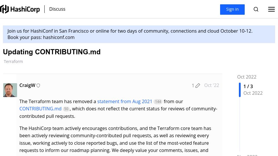 Screenshot of discuss.hashicorp.com: My experience contributing to HashiCorp open-source projects