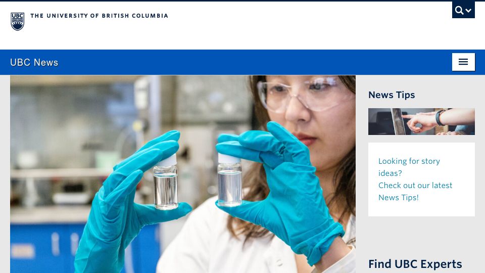 Screenshot of news.ubc.ca: UBC device uses wood dust to trap up to 99.9 per cent of microplastics in water