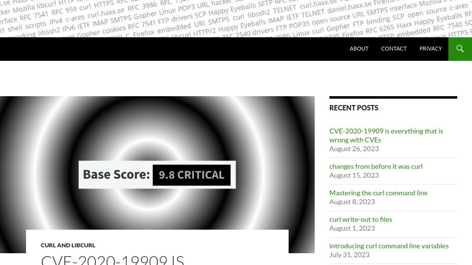 Screenshot of daniel.haxx.se: CVE Is Everything Terrible About the System