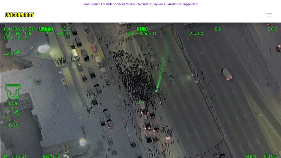 Screenshot of unicornriot.ninja: Helicopter Footage Reveals State Trooper Surveillance Capabilities