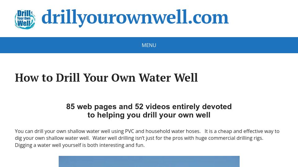 Screenshot of drillyourownwell.com: How to drill your own water well