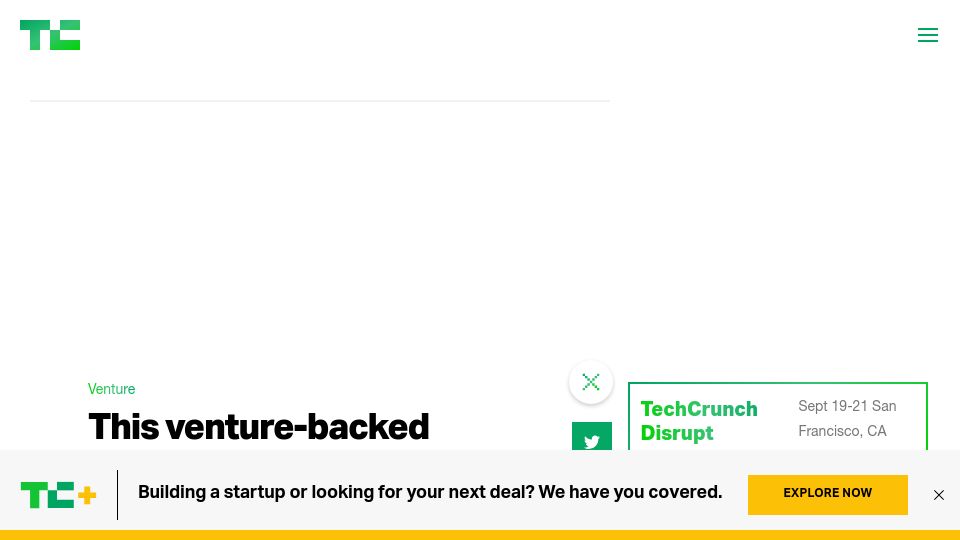 Screenshot of techcrunch.com: A venture-backed startup has quietly bought more than 80 mom-and-pop shops