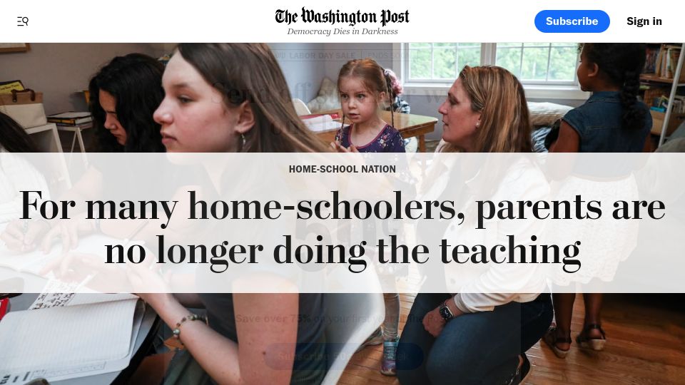 Screenshot of washingtonpost.com: For many home-schoolers, parents are no longer doing the teaching