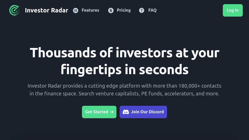 Screenshot of investorradar.io: Show HN: Investor radar, the ultimate database of investors for your startup