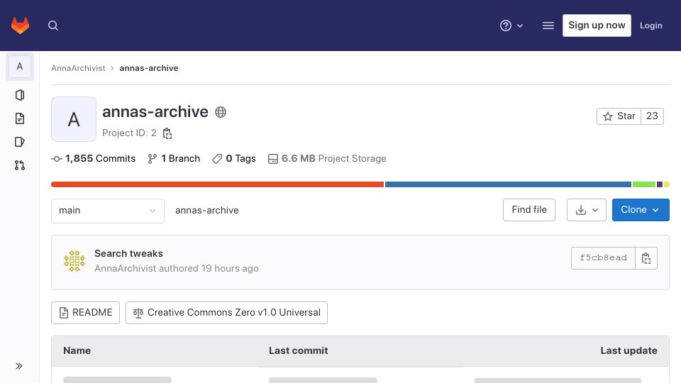 Screenshot of annas-software.org: The code for Anna's Archive