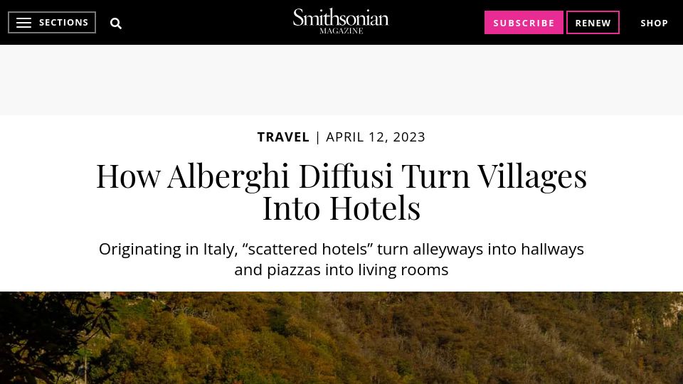 Screenshot of smithsonianmag.com: Alberghi diffusi turn villages into hotels