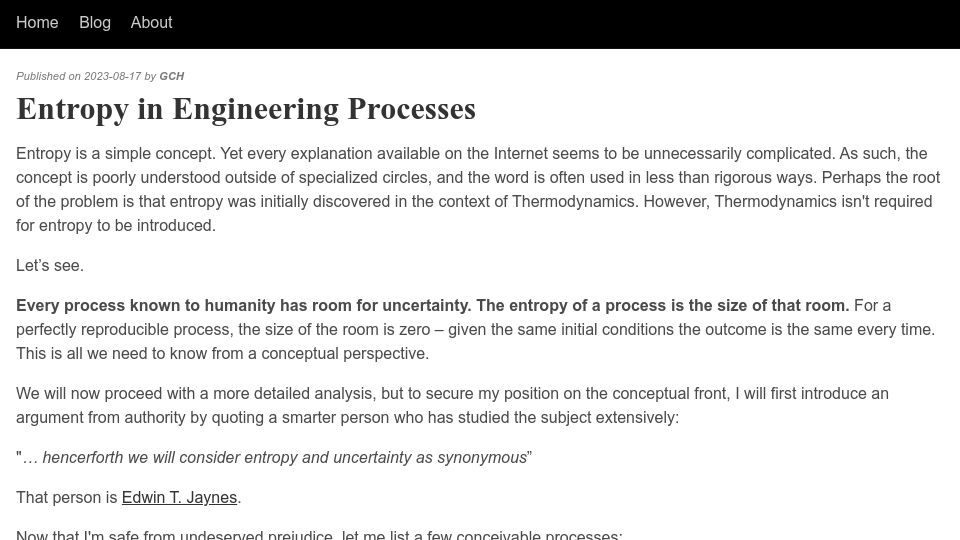 Screenshot of logical.li: Entropy in Engineering Processes