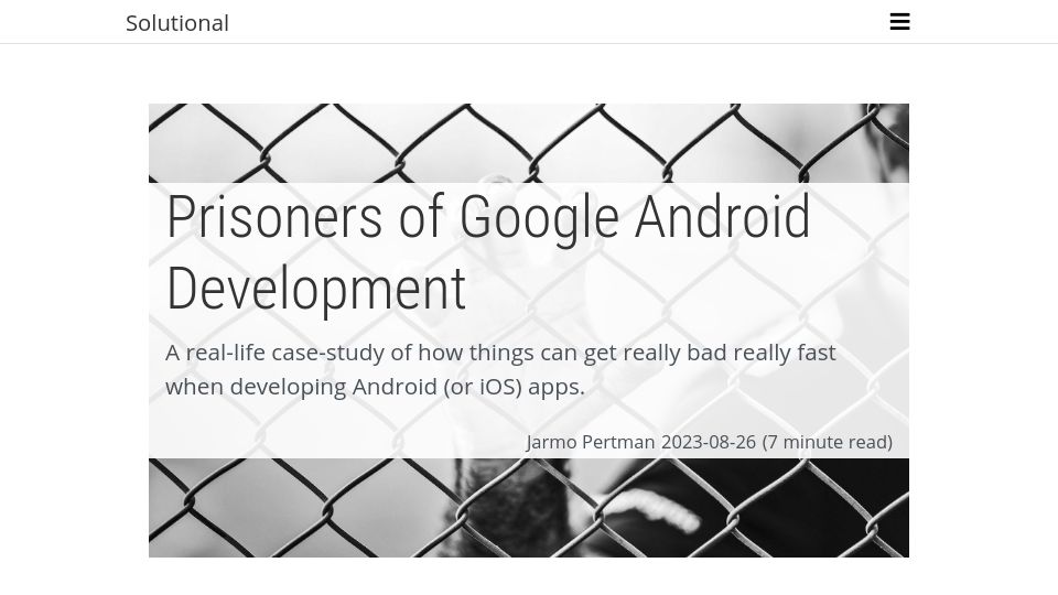 Screenshot of solutional.ee: Prisoners of Google Android development
