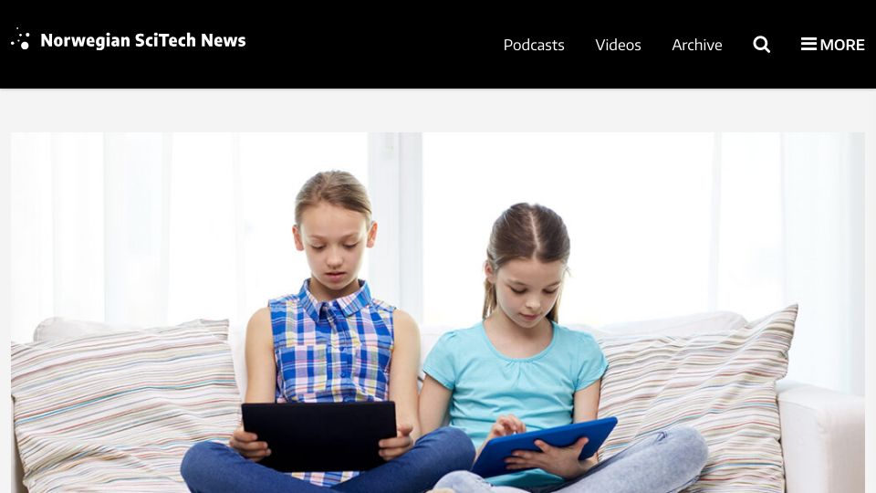 Screenshot of norwegianscitechnews.com: Social media does not cause depression in children