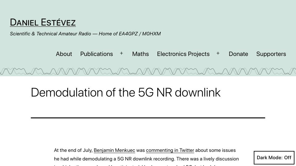 Screenshot of destevez.net: Demodulation of the 5G NR Downlink