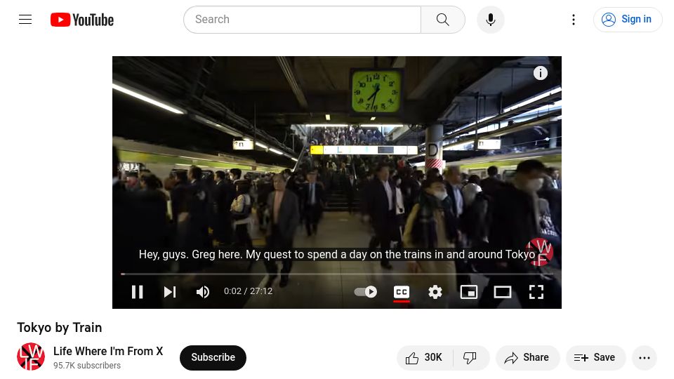 Screenshot of youtube.com: Tokyo by Train (2016) [video]