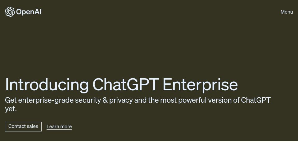 Screenshot of openai.com: ChatGPT Enterprise