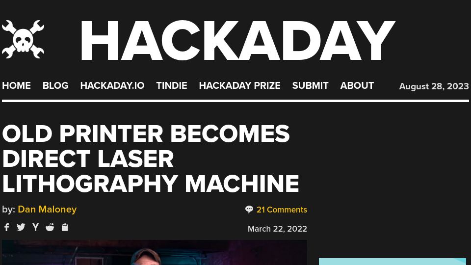 Screenshot of hackaday.com: What does it take to make your own integrated circuits at home?
