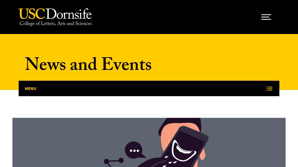 Screenshot of dornsife.usc.edu: Frequent and infrequent users of social media respond differently to rewards