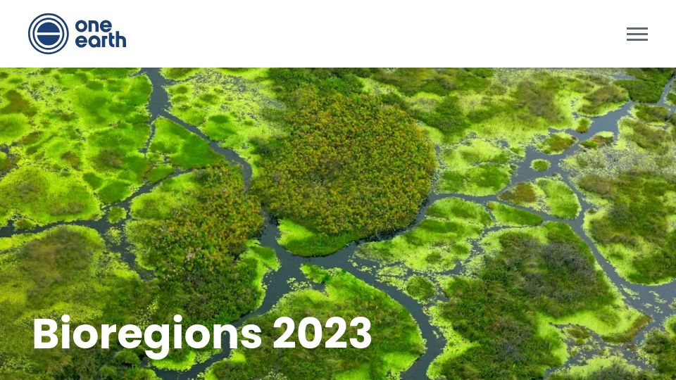 Screenshot of oneearth.org: Bioregions 2023