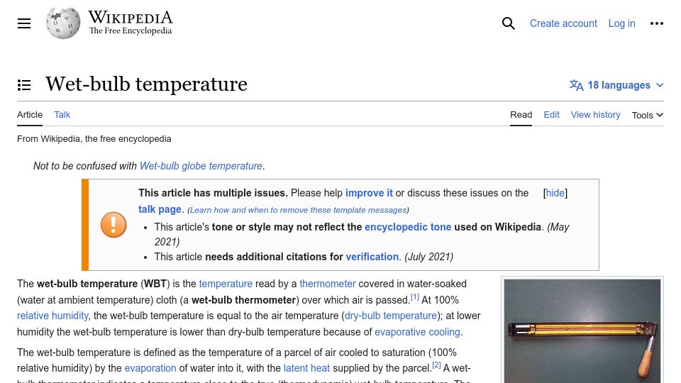 Screenshot of en.wikipedia.org: Wet-Bulb Temperature