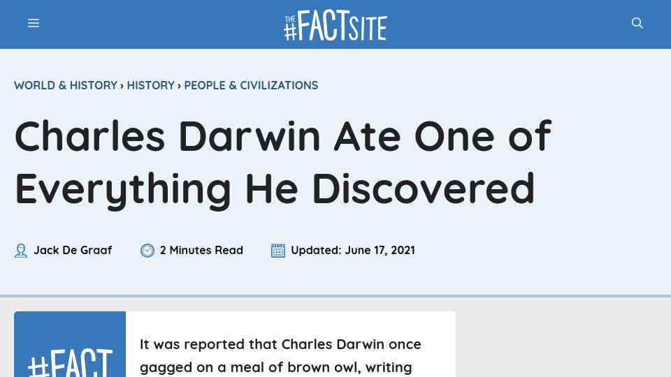Screenshot of npr.org: Dining like Darwin: When scientists swallow their subjects (2015)
