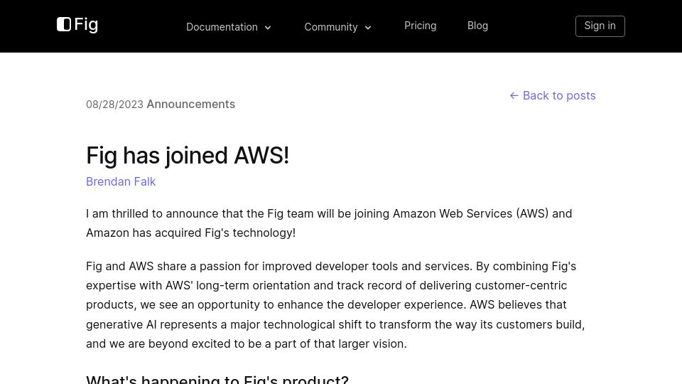Screenshot of fig.io: Amazon acquires Fig